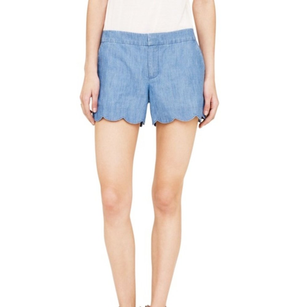Club Monaco Chambray Scalloped Shorts